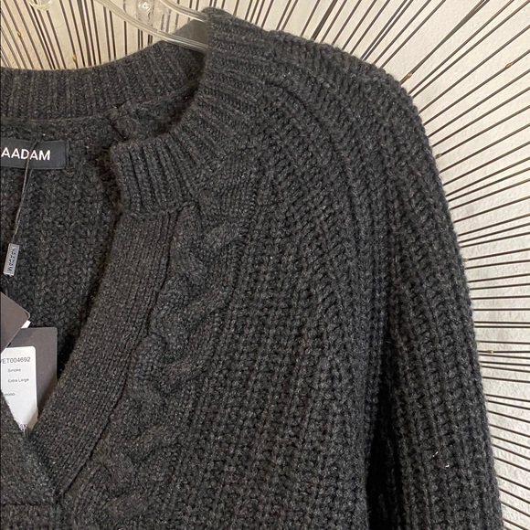 NAADAM V Neck Charcoal Grey Wool & Cashmere Sweater NWT Size XL - Picture 5 of 8